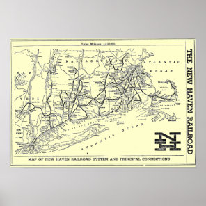 New Haven Railroad 1956 Map Poster