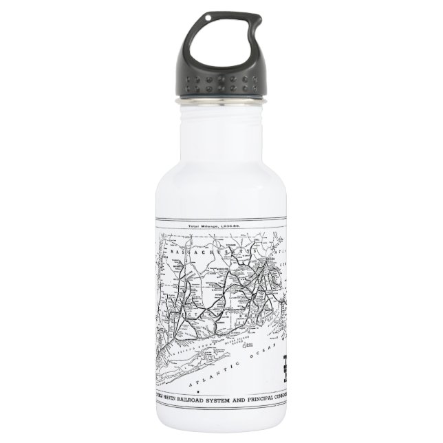 New Haven Railroad 1956 Map Water Bottle (Front)