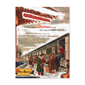 New Haven Railroad Christmas 1947 Holiday Postcard