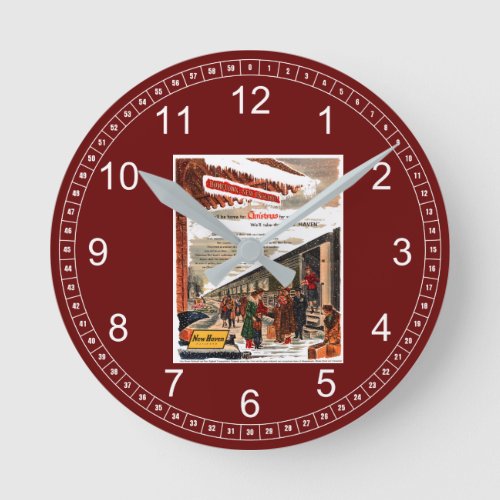 New Haven Railroad Christmas 1947        Keychain  Round Clock