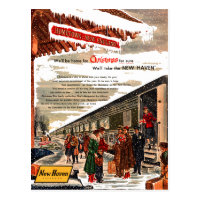 New Haven Railroad Christmas 1947 Postcard