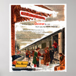 New Haven Railroad Christmas 1947 Poster<br><div class="desc">Be home for Christmas for sure, Take the New Haven Railroad. You travel by Passenger Train in comfort all the way. Regardless of weather you arrive on time. The New York, New Haven and Hartford Railroad (reporting mark NH), commonly known as the New Haven, was a railroad that operated in...</div>