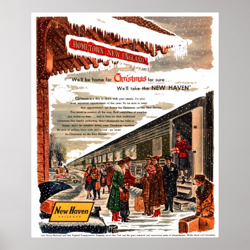 New Haven Railroad Christmas 1947 Poster