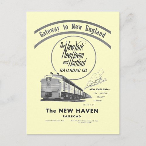 New Haven Railroad_Gateway to New England 1950 Postcard