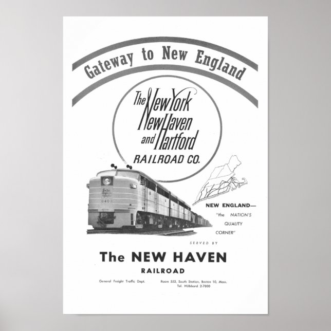 New Haven Railroad-Gateway To New England 1950 Poster (Front)