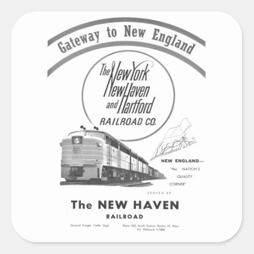 New Haven Railroad_Gateway to New England 1950 Square Sticker