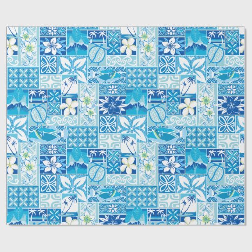 New Hawaiian Motif - blue Wrapping Paper | Zazzle