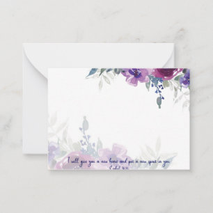 New heart, new spirit. watercolor floral Christian Note Card