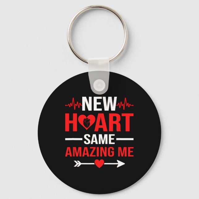 New Heart Same Amazing Me Heart Transplant Survivo Keychain (Front)