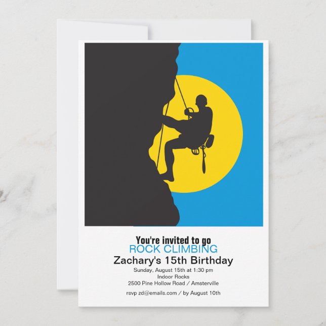 New Heights Rock Climbing Party Invitation (Front)