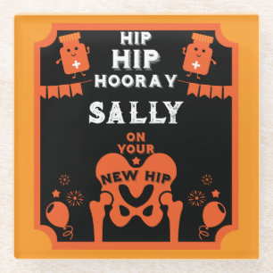 New Hip Get Well Glass Coaster