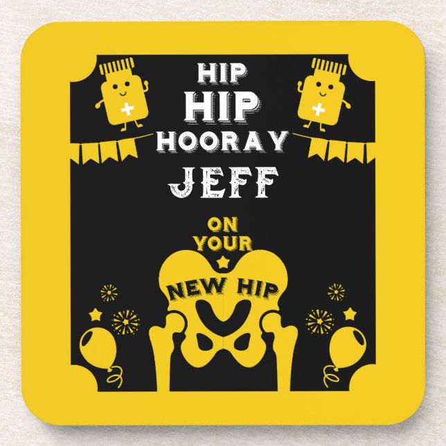 New Hip Replacement Get Well Beverage Coaster (Front)