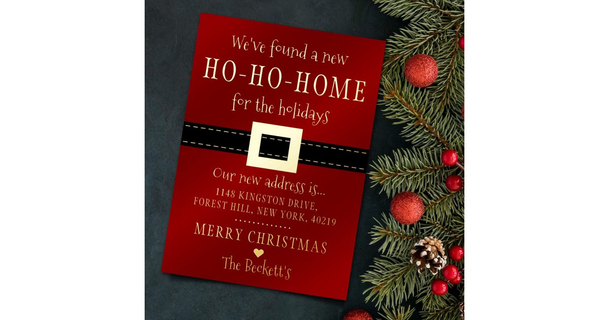 New Ho Ho Home For The Holidays Moving Holiday Foil Invitation | Zazzle