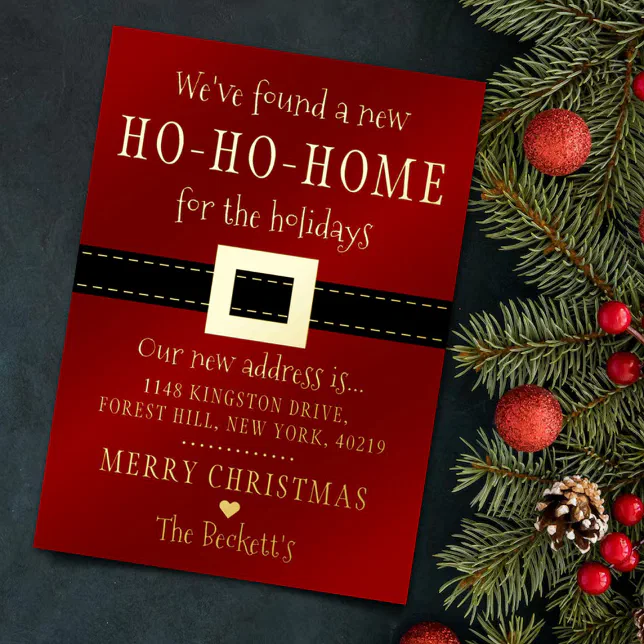 New Ho Ho Home For The Holidays Moving Holiday Foil Invitation | Zazzle