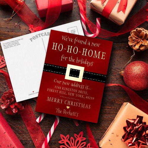 New Ho Ho Home For The Holidays Moving Holiday Foil Invitation Postcard