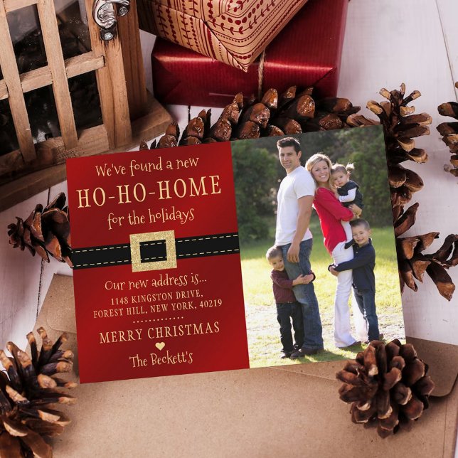 New Ho Ho Home For The Holidays Moving Photo Holiday Card (Creator Uploaded)