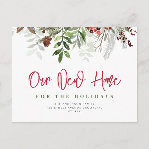 New holiday home script lettering New address Postcard