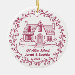 New Home 2026 Couple Names & Address Ceramic Ornament