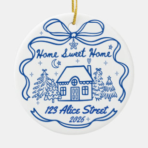 New Home 2026 Home Sweet Home Address Keepsake Ceramic Ornament