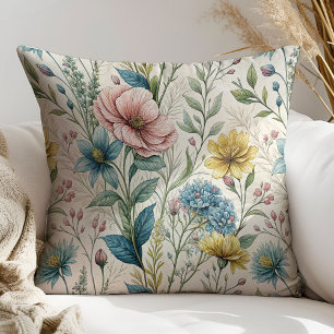 New Home Accent Pillow Pastel Wildflower Design