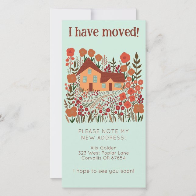 New Home Address Cute Farmhouse Tree-Free Card (Front)