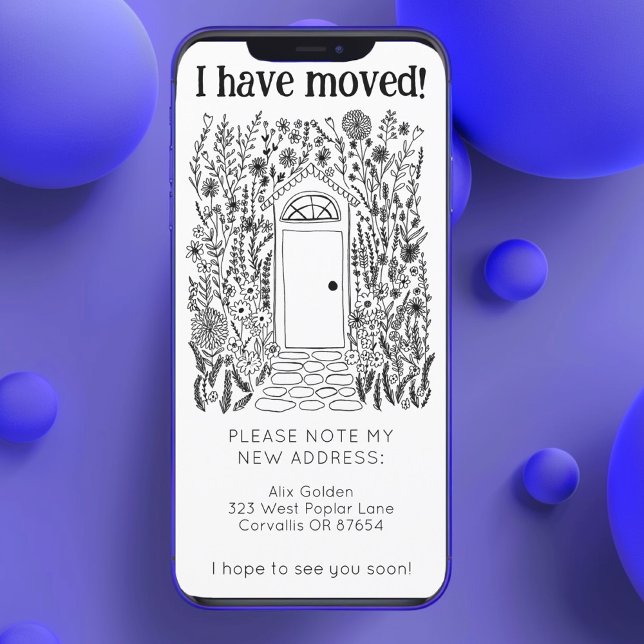 New Home Address Cute Garden Door Tree-Free Card (Moving Announcement New Home Address Cute Garden Door Floral Tree-Free Card Digital Download ecard
)