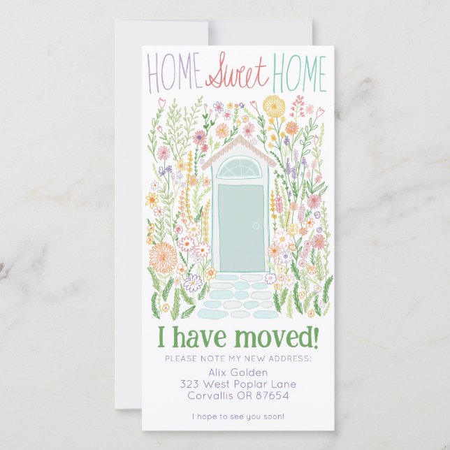 New Home Address Cute Garden Door Tree-Free Card (Front)
