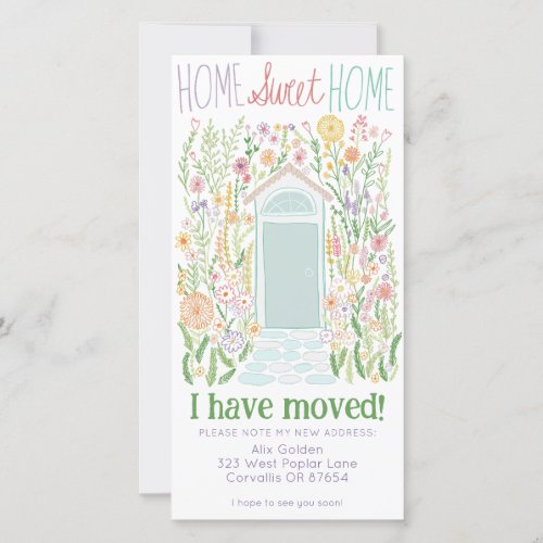 New Home Address Cute Garden Door Tree_Free Card