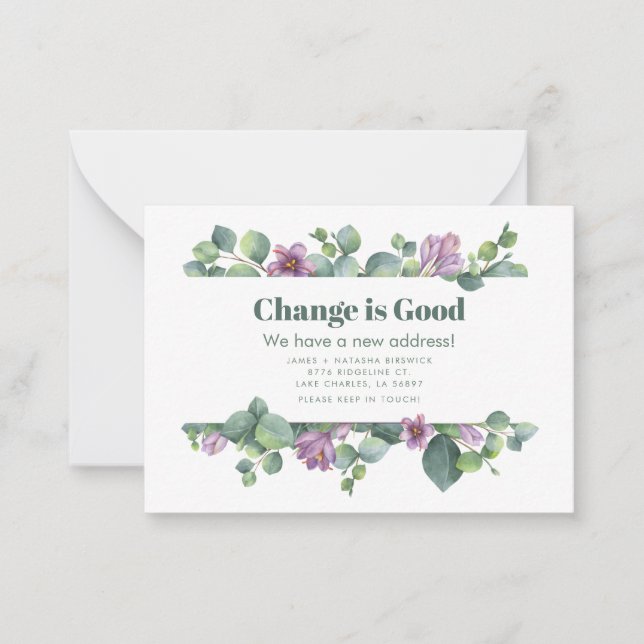 New Home Address Eucalyptus Moving Announcement (Front)