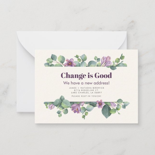 New Home Address Eucalyptus Moving Announcement (Front)