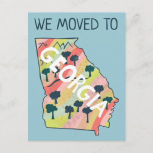 NEW HOME ADDRESS GEORGIA State Illustrated Map Postcard