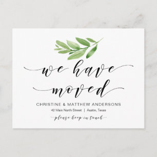 New Home Address, Greenery, Moving Announcement Postcard