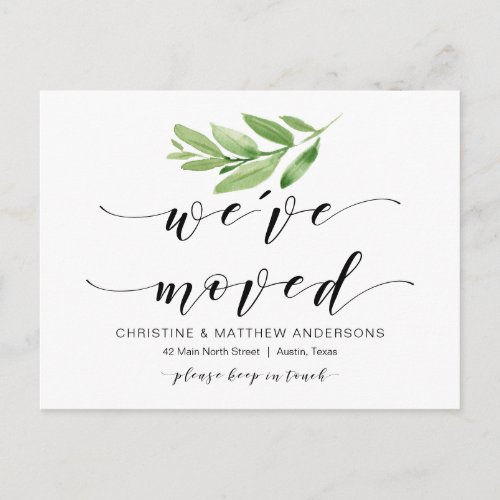 New Home Address Greenery Moving Announcement Postcard