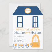 New Home Address Hygge Blue Yellow House Invitation (Front)