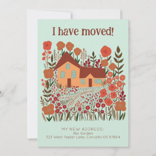 New Home Address I Have Moved Farmhouse Flowers Card