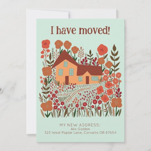 New Home Address I Have Moved Farmhouse Flowers  Card