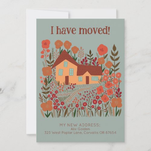 New Home Address I Have Moved Farmhouse Flowers  Card