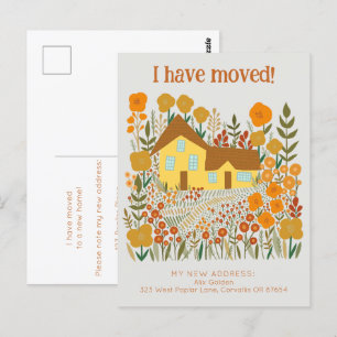 New Home Address I Have Moved Farmhouse Flowers  Postcard