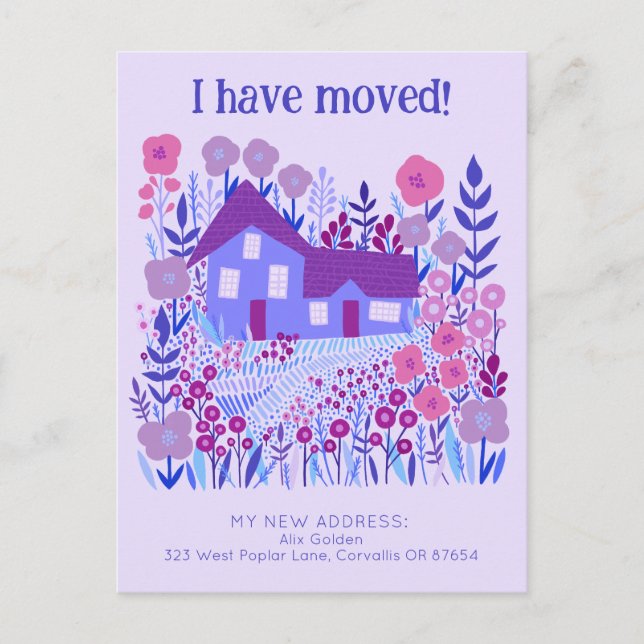 New Home Address I Have Moved Farmhouse Flowers  Postcard (Front)