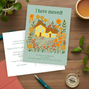 New Home Address I Have Moved Farmhouse Flowers Postcard
