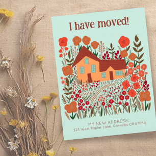 New Home Address I Have Moved Farmhouse Flowers Postcard