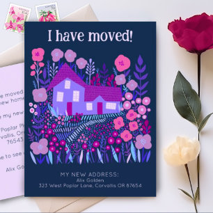 New Home Address I Have Moved Farmhouse Flowers  Postcard