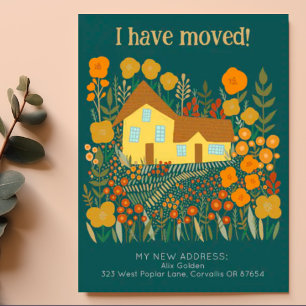 New Home Address I Have Moved Farmhouse Flowers Postcard