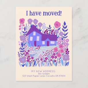 New Home Address I Have Moved Farmhouse Flowers Postcard