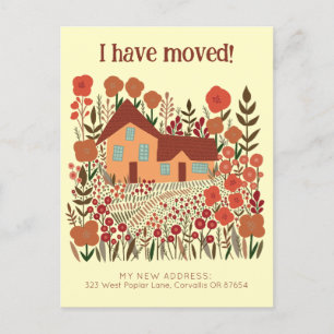 New Home Address I Have Moved Farmhouse Flowers Postcard