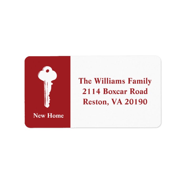 New Home Address Labels Red