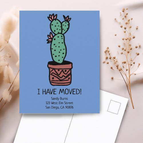 New Home Address Moving Announcement Cactus Doodle Postcard