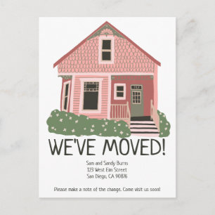 New Home Address Moving Announcement Cute House Postcard