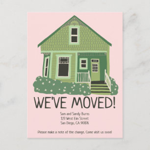 New Home Address Moving Announcement Cute House Postcard