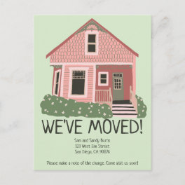 New Home Address Moving Announcement Cute House Postcard